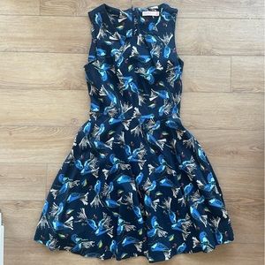 Bird Pattern Skater Dress